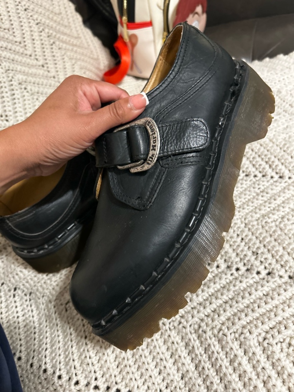 Vintage Dr. Martens Black Leather Monk Strap Oxfords